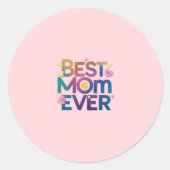 Beste Moeder Ooit Hartjes & Bloemen Ronde Sticker (Voorkant)