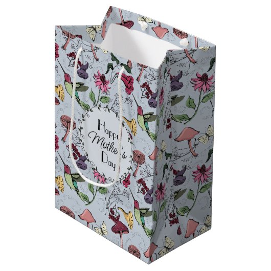 Beste moeder ooit Hibiscus Flower Hummingbird Medium Cadeauzakje (Voorkant Gekanteld)