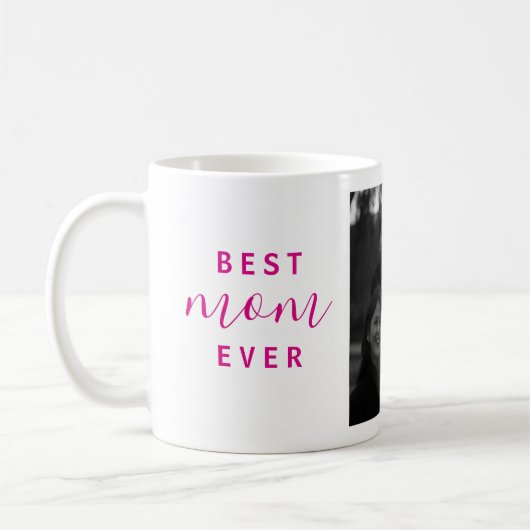 Beste moeder ooit Hot Pink Script Foto Moederdag Koffiemok (Links)