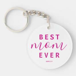 Beste moeder ooit Hot Pink Script Foto Moederdag Sleutelhanger
