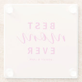 Beste moeder ooit Hot Pink Script Moederdag Glazen Onderzetter (Achterkant)