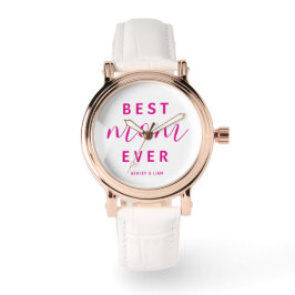 Beste moeder ooit Hot Pink Script Moederdag Horloge