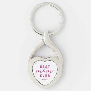 Beste moeder ooit Hot Pink Script Moederdag Sleutelhanger