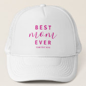 Beste moeder ooit Hot Pink Script Moederdag Trucker Pet (Voorkant)