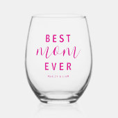 Beste moeder ooit Hot Pink Script Moederdag Wijnglas Zonder Voet (Voorkant)