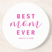Beste moeder ooit Hot Pink Script Moederdag Zandsteen Onderzetter (Voorkant)