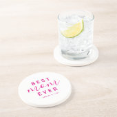 Beste moeder ooit Hot Pink Script Moederdag Zandsteen Onderzetter (Zijkant)