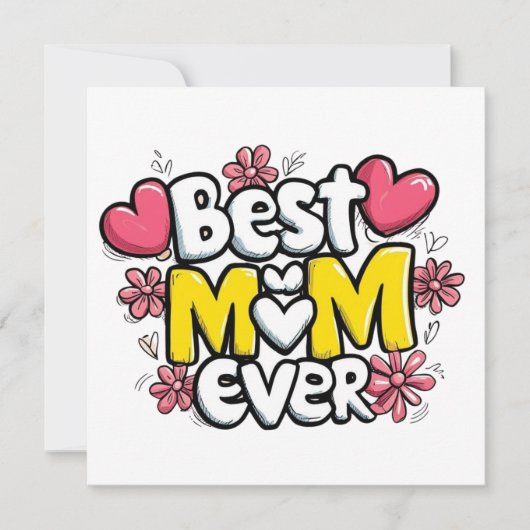 Beste moeder ooit - Kawaii Doodle Style met harten Kaart (Voorkant)