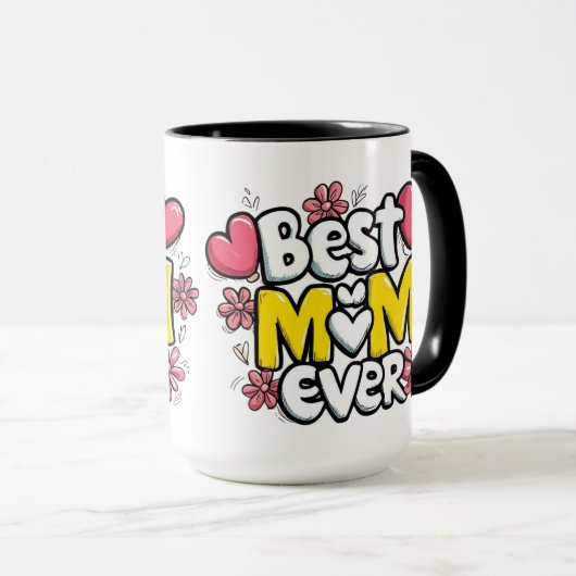 Beste moeder ooit - Kawaii Doodle Style met harten Mok (Voorkant rechts)