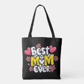 Beste moeder ooit - Kawaii Doodle Style met harten Tote Bag (Achterkant)