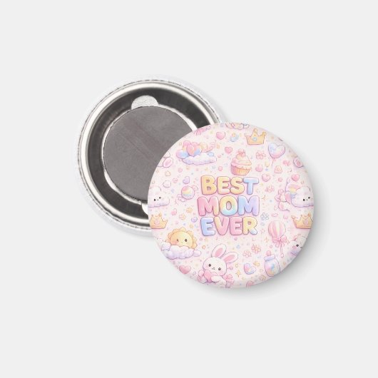 Beste Moeder Ooit Kawaii Pastel Patroon Magneet (Voorkant / Achterkant)