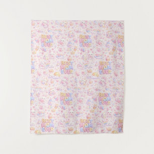 Beste Moeder Ooit Kawaii Pastel Patroon Wandkleed