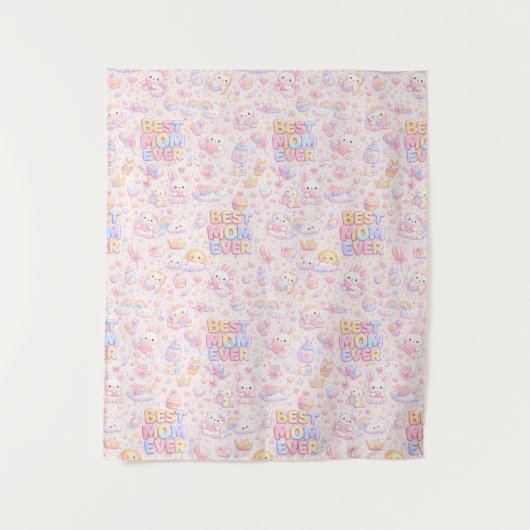 Beste Moeder Ooit Kawaii Pastel Patroon Wandkleed (Voorkant)