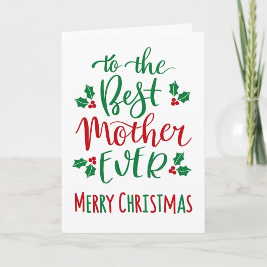 Beste moeder ooit Kerst typografie Kaart (Voorkant)