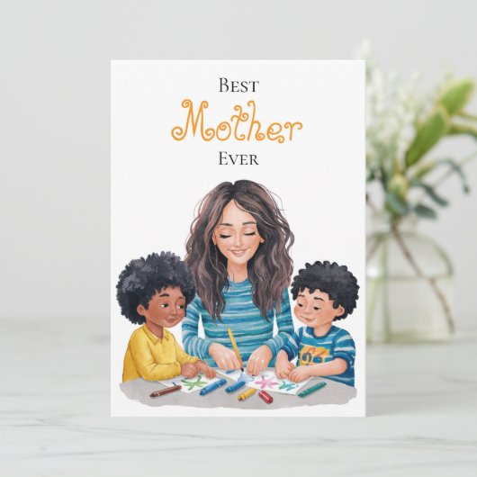 Beste moeder ooit kind en moeder schilderij ontwer kaart (Staand voorkant)