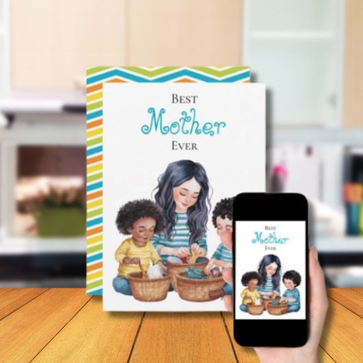 Beste moeder ooit kind & moeders bonding-moment on kaart