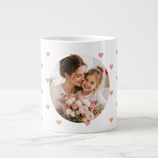 Beste Moeder Ooit Klein Hart Foto Moederdag Grote Koffiekop (Voorkant)