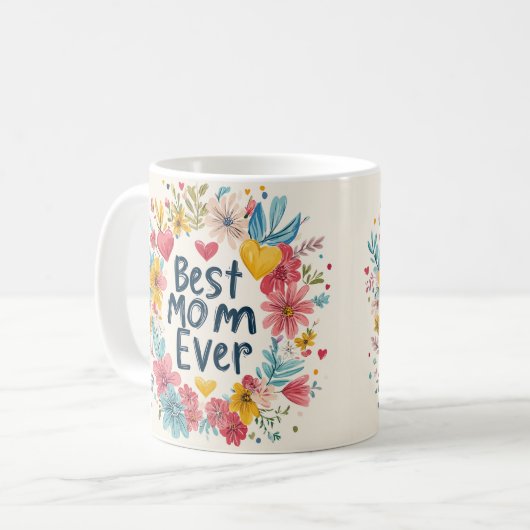 Beste moeder ooit Kleurrijke bloemen moederdag Koffiemok (Voorkant links)