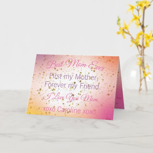 Beste Moeder ooit Kleurrijke Elegante Moderne Moed Kaart (Gele Bloem)