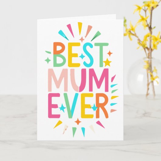 Beste moeder ooit kleurrijke Moederdag Kaart (Gele Bloem)