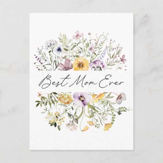 Beste moeder ooit kleurrijke wilde bloem Moederdag Briefkaart (Voorkant)