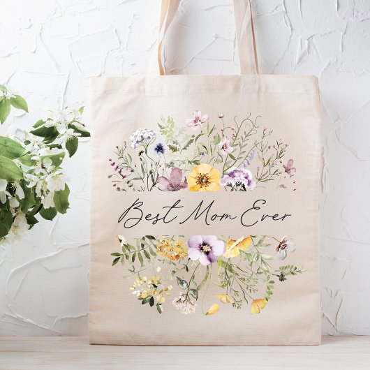 Beste moeder ooit kleurrijke wilde bloem Moederdag Tote Bag
