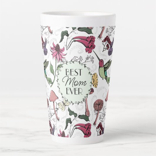 Beste Moeder Ooit Kolibries Bloem Latte Mok (Voorkant)