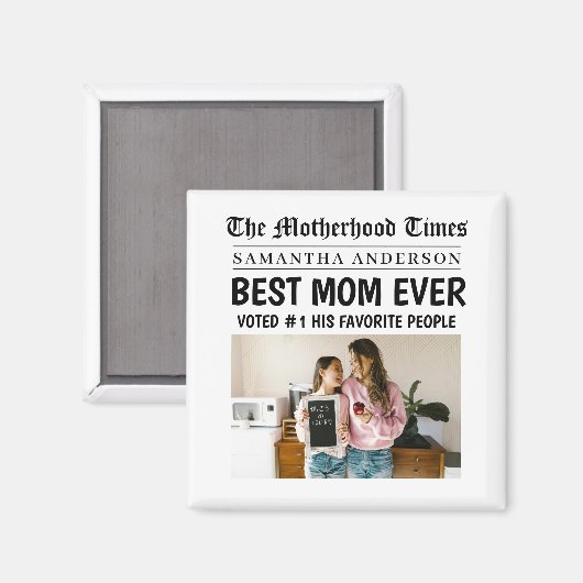Beste moeder ooit krant aangepaste naam en foto magneet (Voorkant / Achterkant)