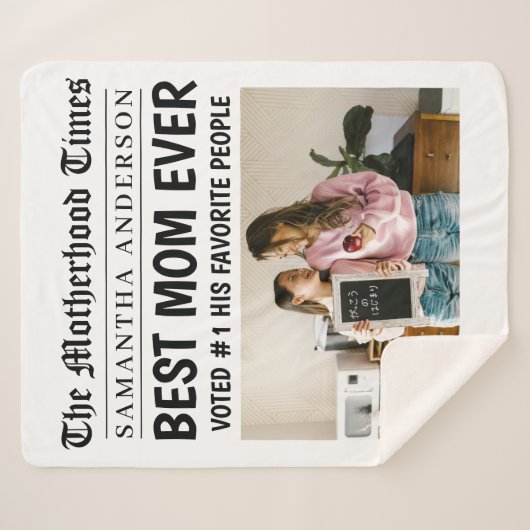 Beste moeder ooit krant aangepaste naam en foto sherpa deken (Voorkant (horizontaal))
