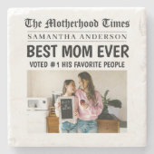 Beste moeder ooit krant aangepaste naam en foto stenen onderzetter (Voorkant)