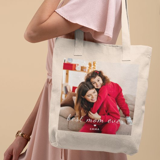 Beste moeder ooit l Aangepaste foto- en teksttypog Tote Bag