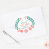 Beste moeder ooit, leuk bloemendesign ronde sticker (Envelop)