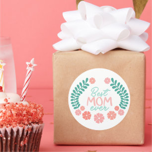 Beste moeder ooit, leuk bloemendesign ronde sticker