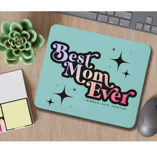 Beste moeder ooit mama kids naam retro roze muismat