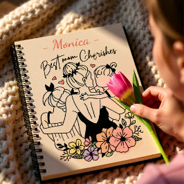 Beste moeder ooit mama, kinderen en bloemen op maa notitieboek