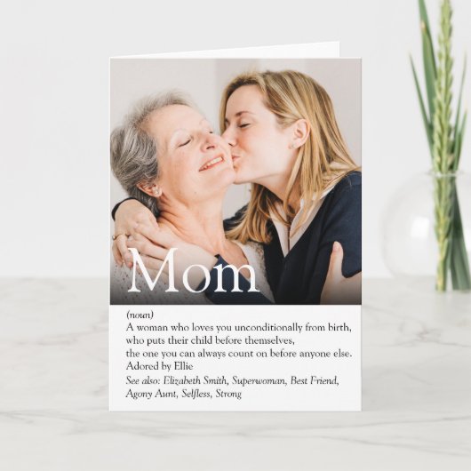 Beste Moeder Ooit, Mama, Moeder Definitie Foto Kaart (Voorkant)