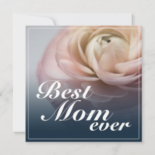 Beste moeder ooit met grote roze roos feestdagenkaart