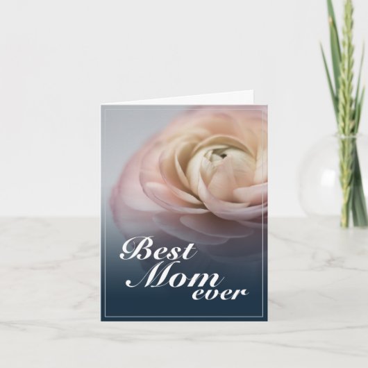 Beste moeder ooit met grote roze roos kaart (Voorkant)