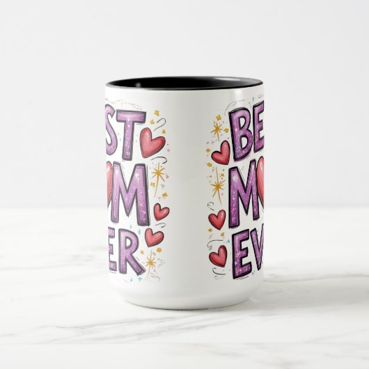 Beste moeder ooit met harten en vonken mok (Midden)