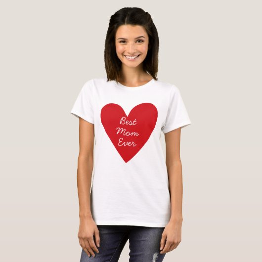 Beste moeder ooit Minimal Script Red Heart Moederd T-shirt (Voorkant volledig)