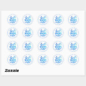 Beste moeder ooit modern blauw wit penseel schrift ronde sticker (Vel)