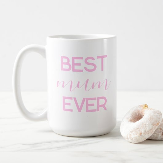 Beste moeder ooit modern script Moederdag cadeau Koffiemok (Met donut)