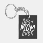 Beste moeder ooit modern wit en grijs grunge sleutelhanger (Voorkant Links)