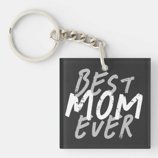 Beste moeder ooit modern wit en grijs grunge sleutelhanger (Voorkant)