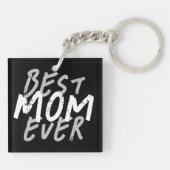 Beste moeder ooit modern wit en grijs grunge sleutelhanger (Achterkant)