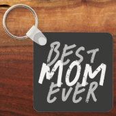 Beste moeder ooit modern wit en grijs grunge sleutelhanger (Voorkant)