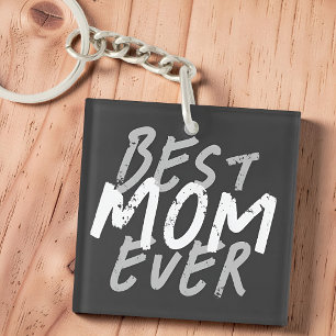 Beste moeder ooit modern wit en grijs grunge sleutelhanger