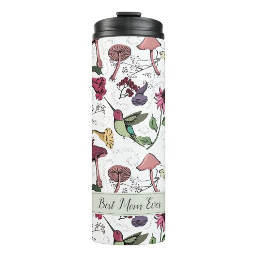 Beste moeder ooit Moderne bloem Hummingbird Thermosbeker (Voorkant)