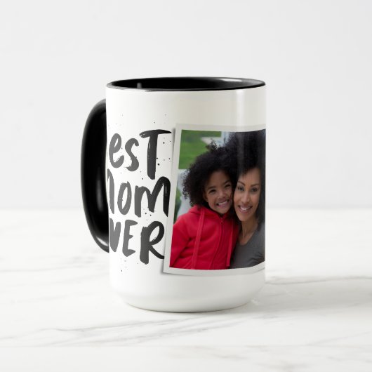 Beste moeder ooit moderne foto zwart wit mok (Voorkant links)