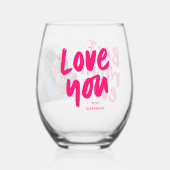 Beste moeder ooit moderne roze foto Moederdag Wijnglas Zonder Voet (Achterkant)